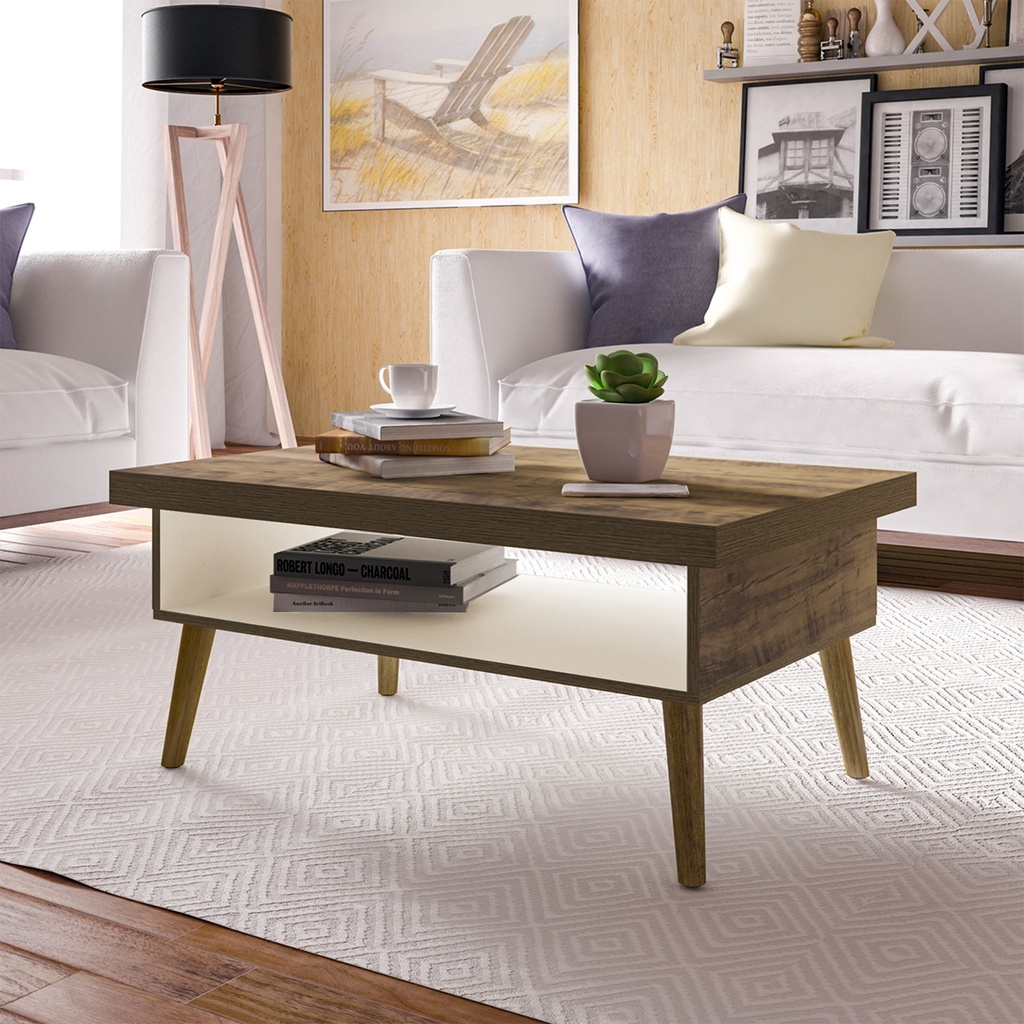 LUCCA COFFEE TABLE - PINE / OFF WHITE