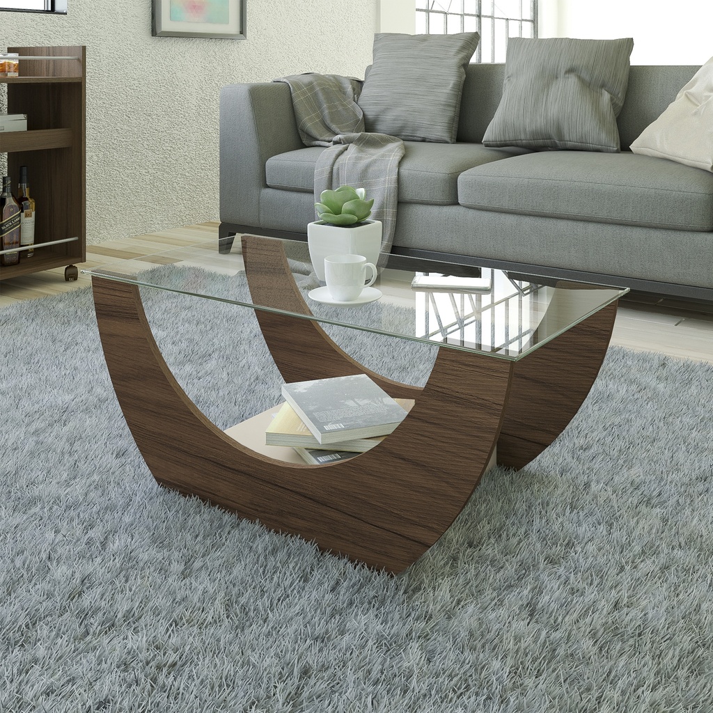 ONDA COFFEE TABLE - WALNUT / OFF WHITE