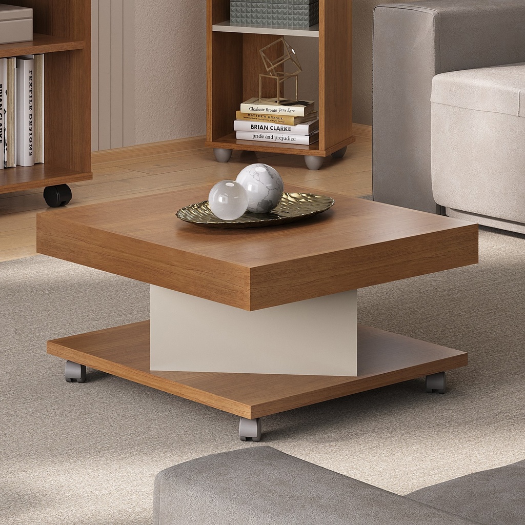 SAARA COFFEE TABLE - CHERRY / OFF WHITE