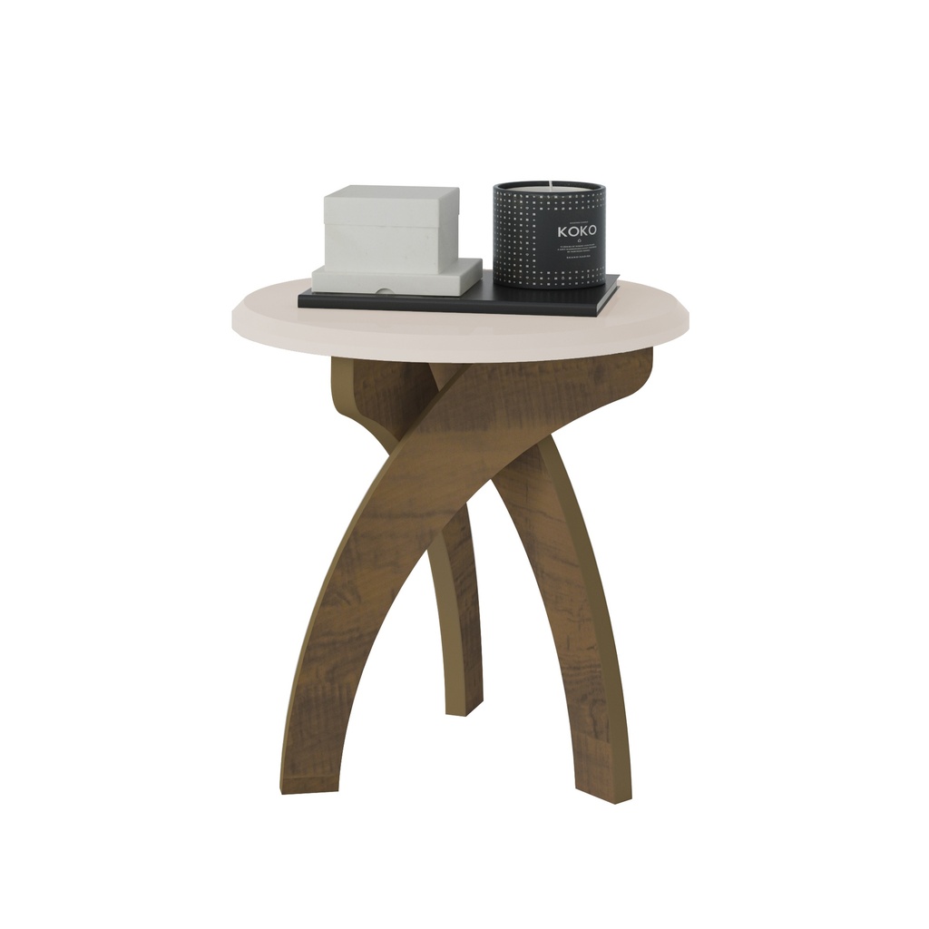 JADE END TABLE - OFF WHITE / PINE