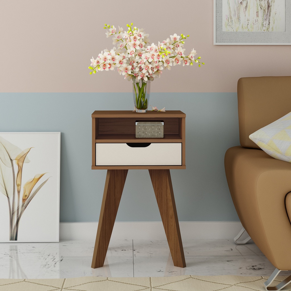 VIP END TABLE - CEDAR / OFF WHITE