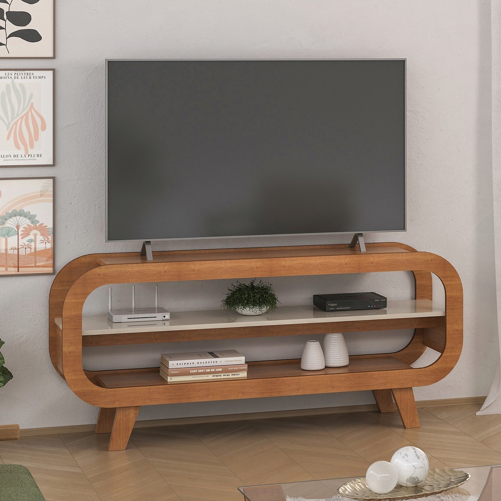 THEO TV STAND - CHERRY / OFF WHITE