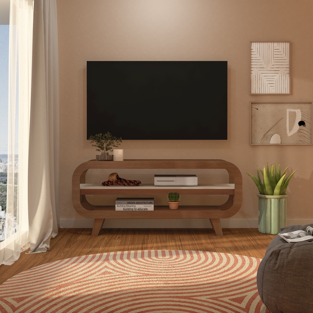 THEO TV STAND - CHERRY / OFF WHITE
