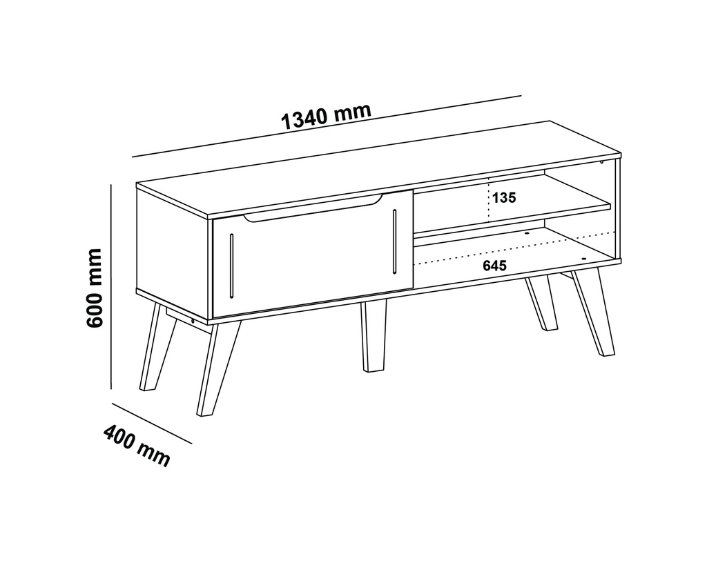 LOTUS II TV STAND - WALNUT / OFF WHITE