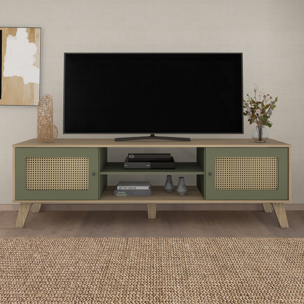 CHARLOTTE TV STAND - OAK / MINT