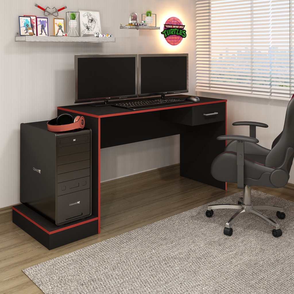 GAMER DESK - BLACK / RED