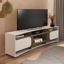 ELEGANCE TV STAND - OFF WT / SLATED PINE
