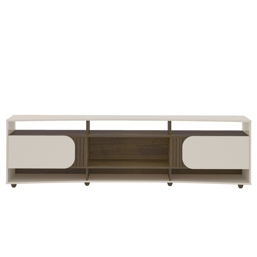 ELEGANCE TV STAND - OFF WT / SLATED PINE
