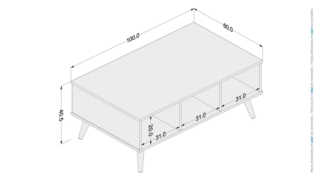 COFFEE TABLE OSASCO MDP NEW WALNUT FF