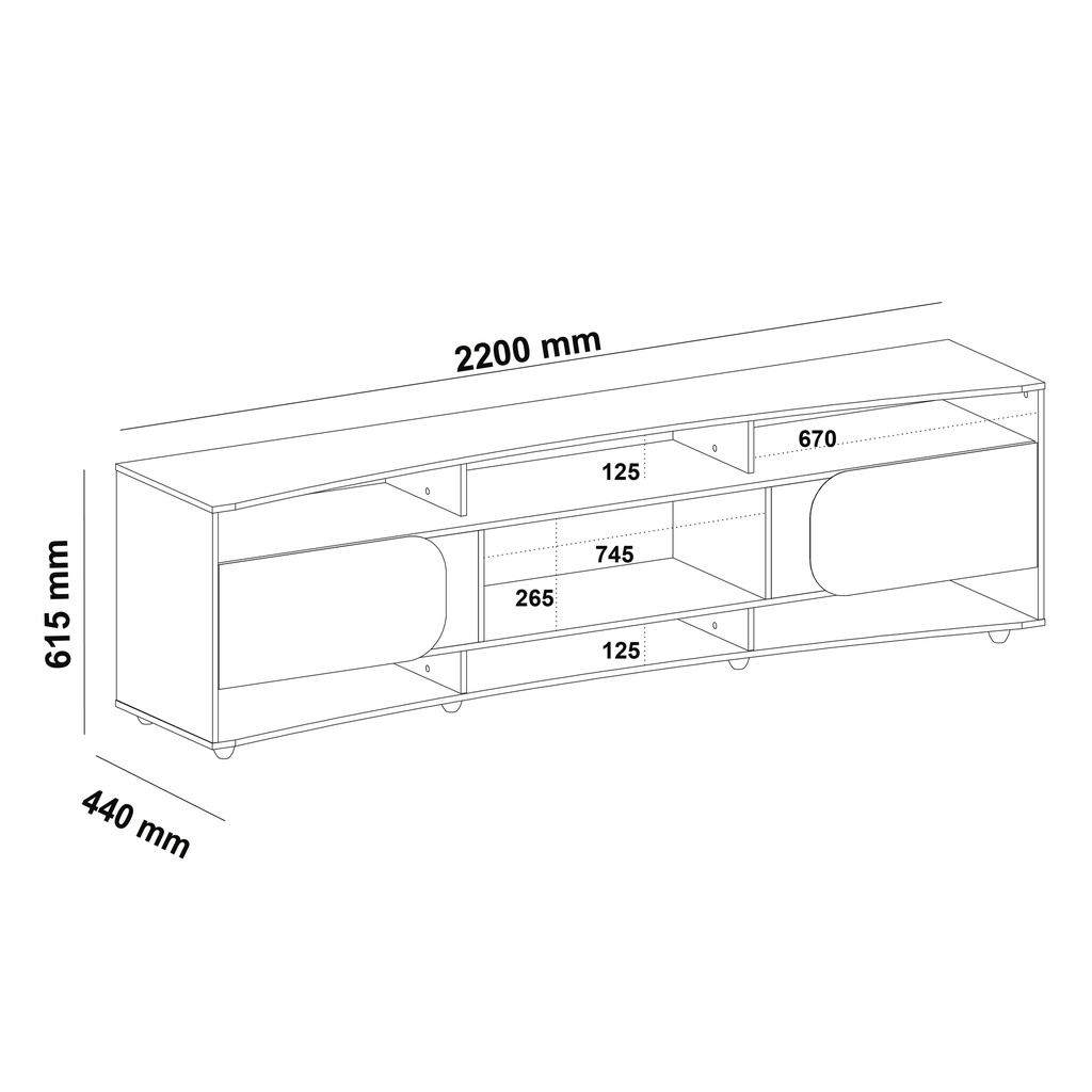 ELEGANCE TV STAND - OFF WT / SLATED PINE