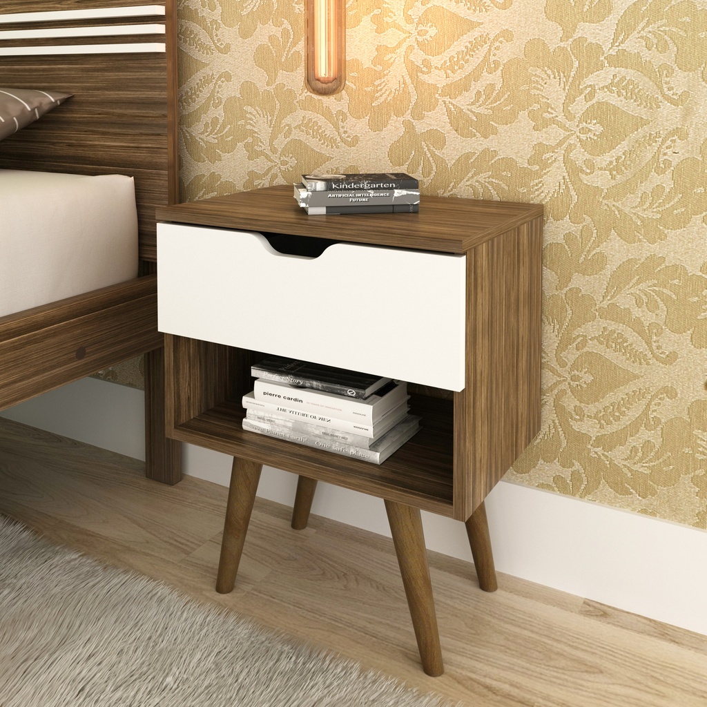 1 DRAWER NIGHTSTAND WALNUT/WHITE