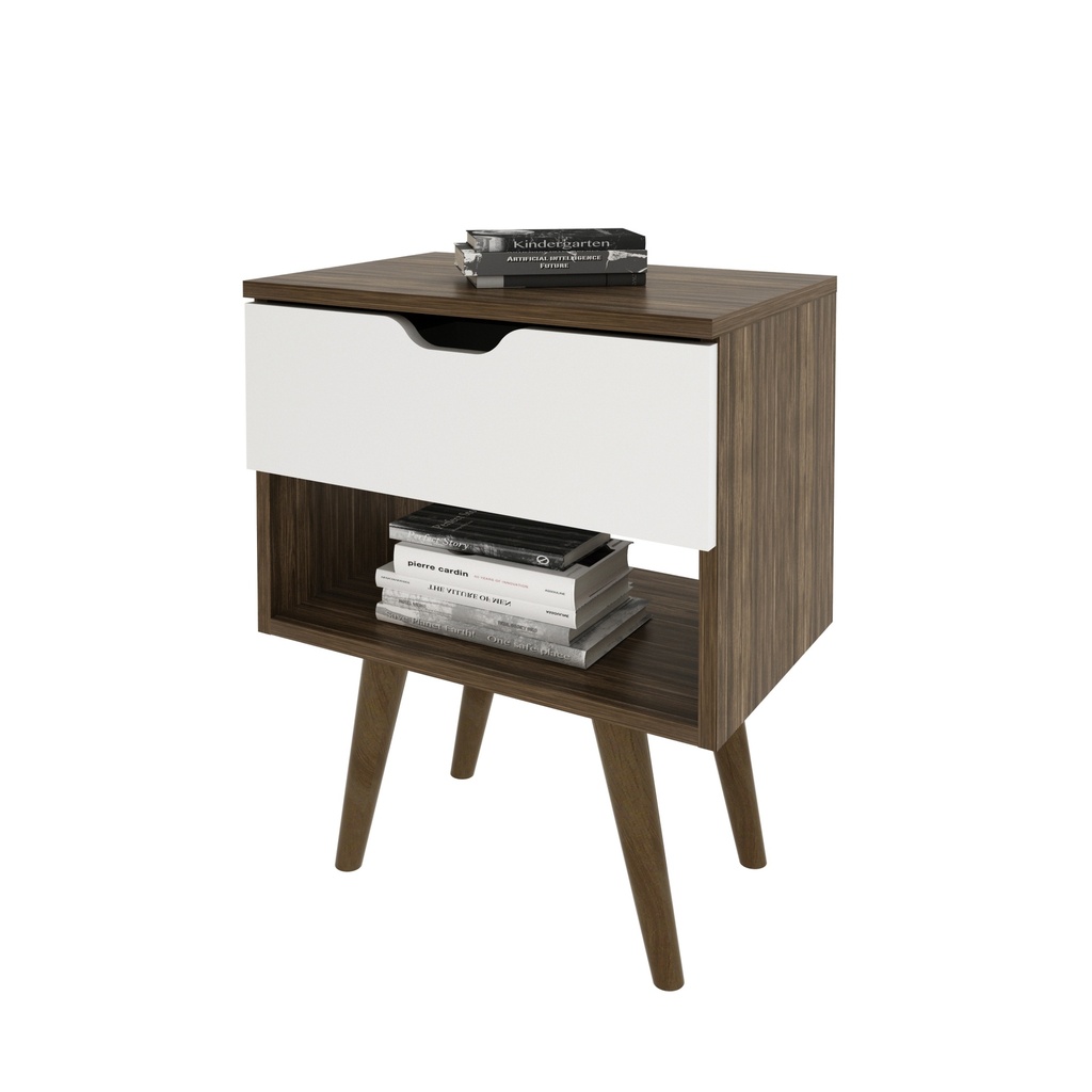 1 DRAWER NIGHTSTAND WALNUT/WHITE