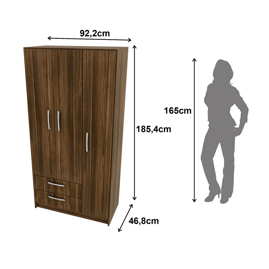 3 DOOR 2 DRAWERS WARDROBE WALNUT
