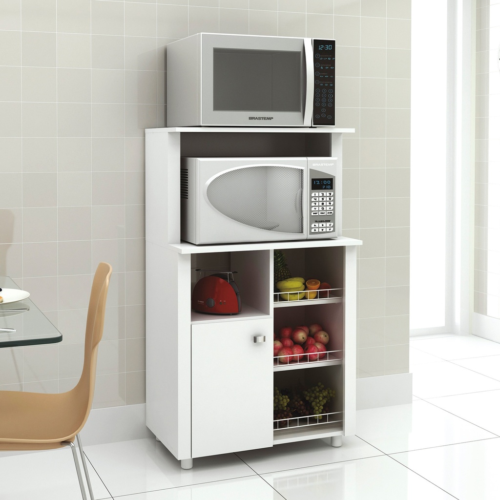 STORAGE CABINET W/ DOOR & 3 METAL SHELVES WHITE