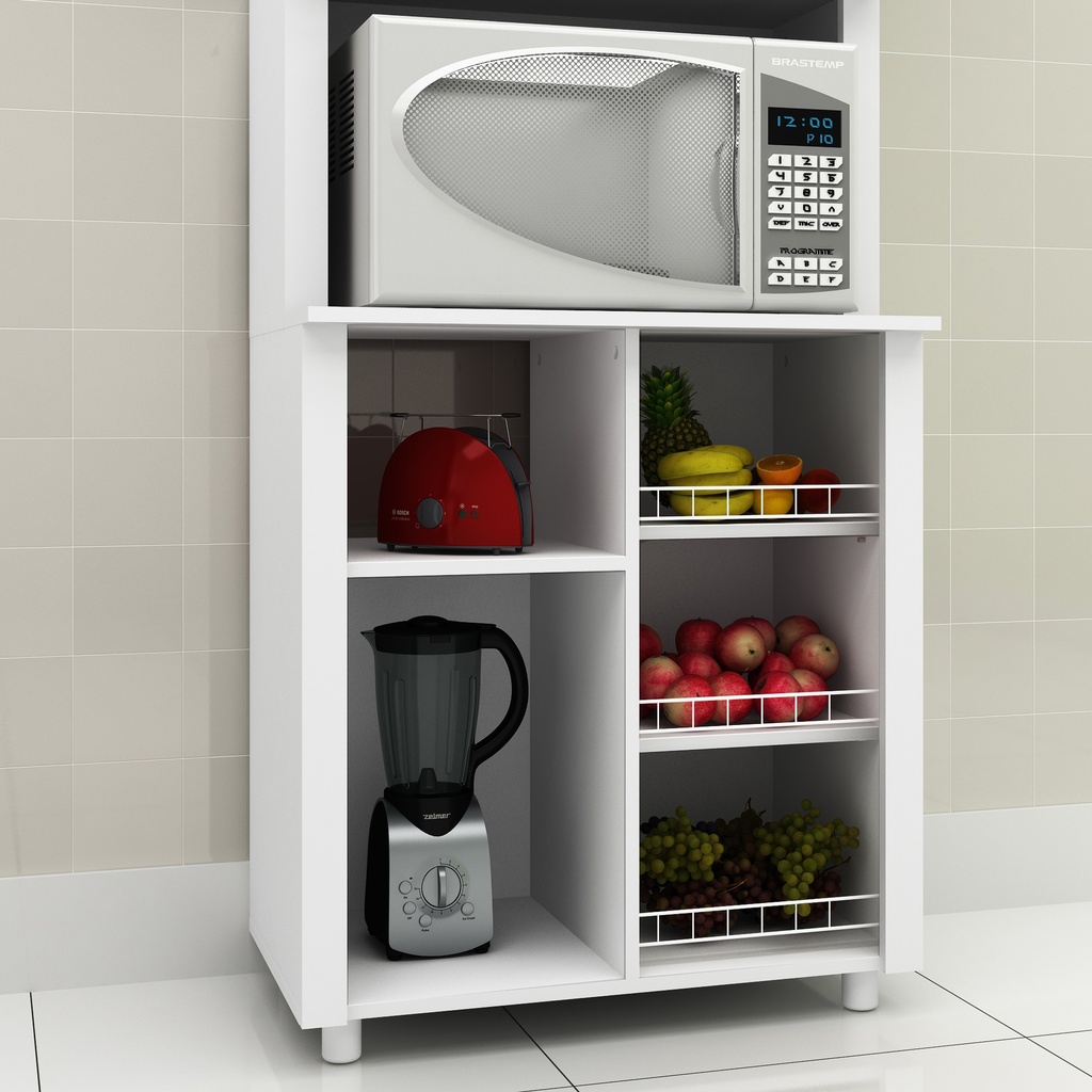 STORAGE CABINET W/ DOOR & 3 METAL SHELVES WHITE