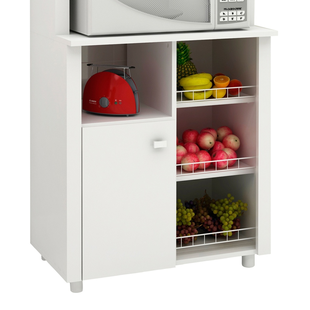 STORAGE CABINET W/ DOOR & 3 METAL SHELVES WHITE