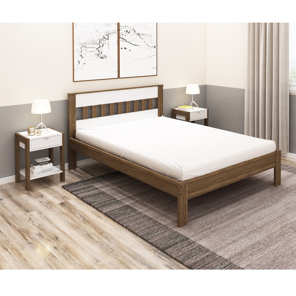 DOUBLE BED CM8007 WALNUT/ WHITE