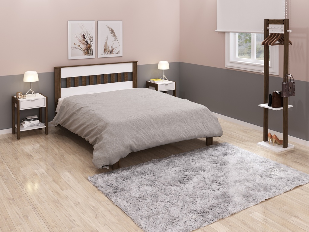 DOUBLE BED CM8007 WALNUT/ WHITE