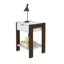 NIGHSTAND 1 DRAWER WHITE/WALNUT