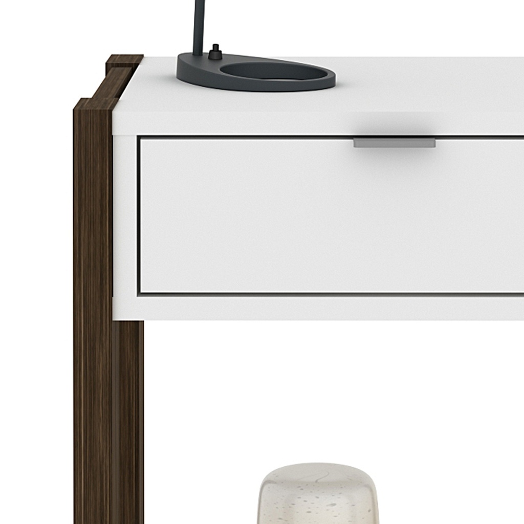 NIGHSTAND 1 DRAWER WHITE/WALNUT