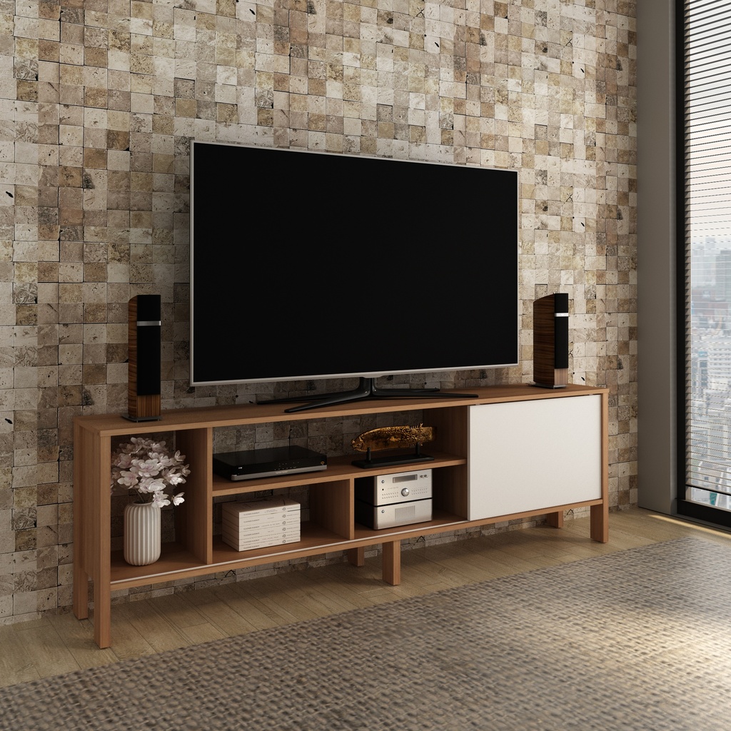 TV RACK 70" ALMOND/WHITE