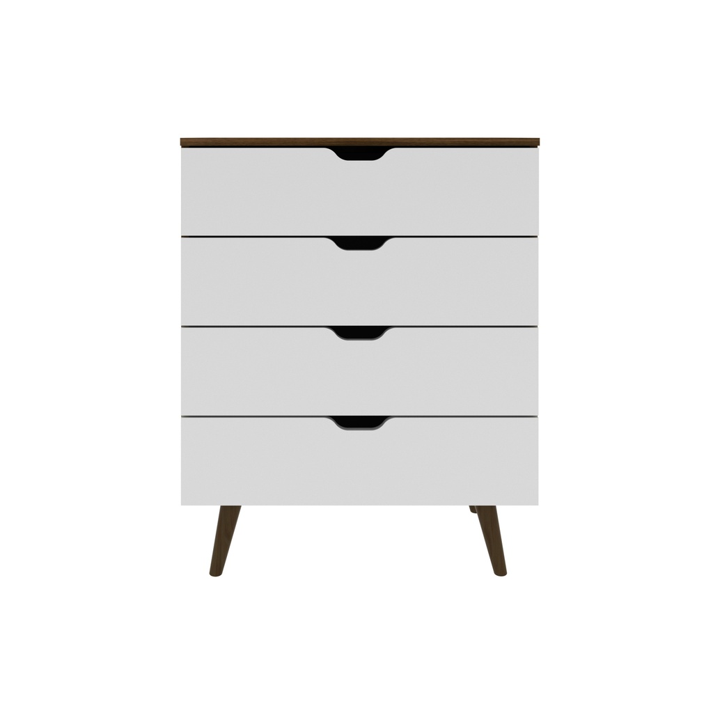 CHEST OF 4 DRAWERS WALLNUT/WHITE