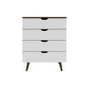 CHEST OF 4 DRAWERS WALLNUT/WHITE