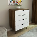 CHEST OF 4 DRAWERS WALLNUT/WHITE