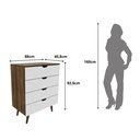 CHEST OF 4 DRAWERS WALLNUT/WHITE