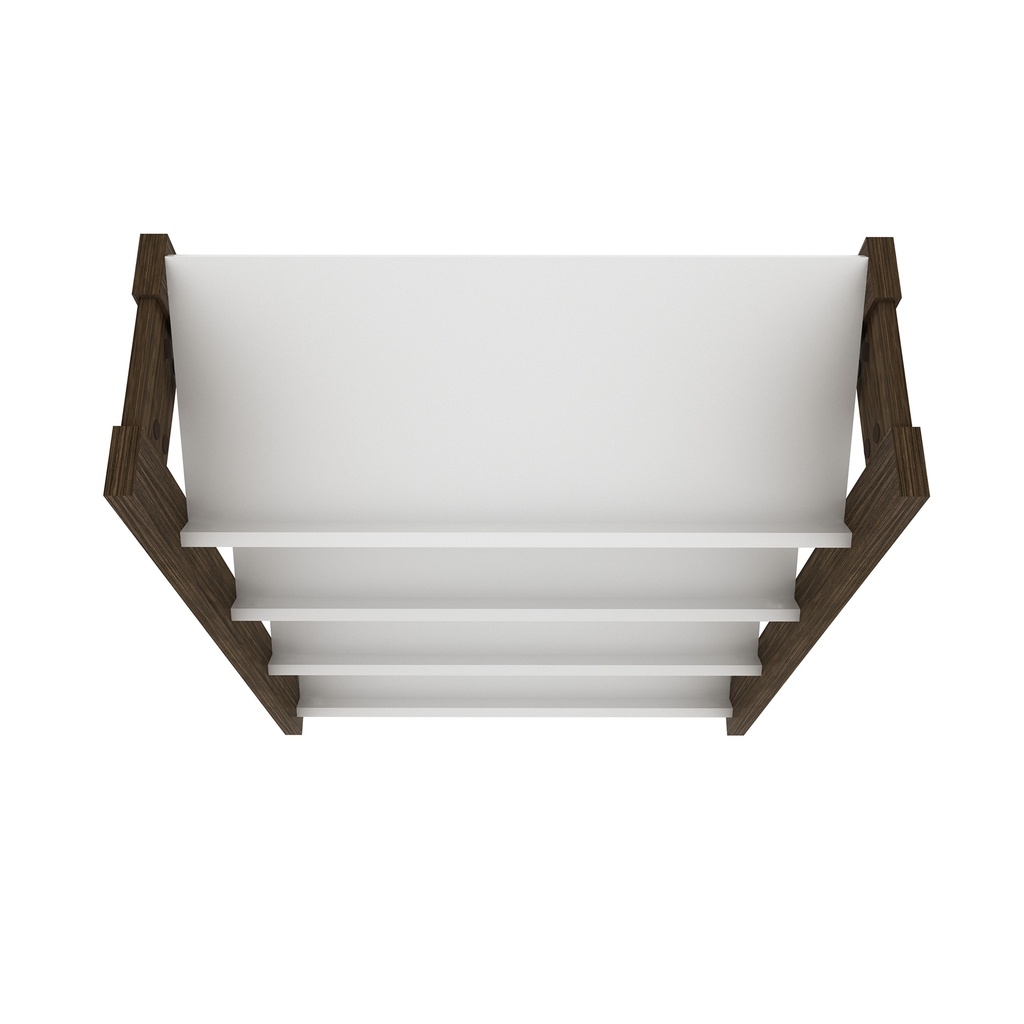 SHOE RACK WHITE/WALNUT