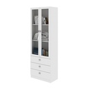 OFFICE CABINET W/ 2 GLASS DOORS & 3 DRWS WHITE