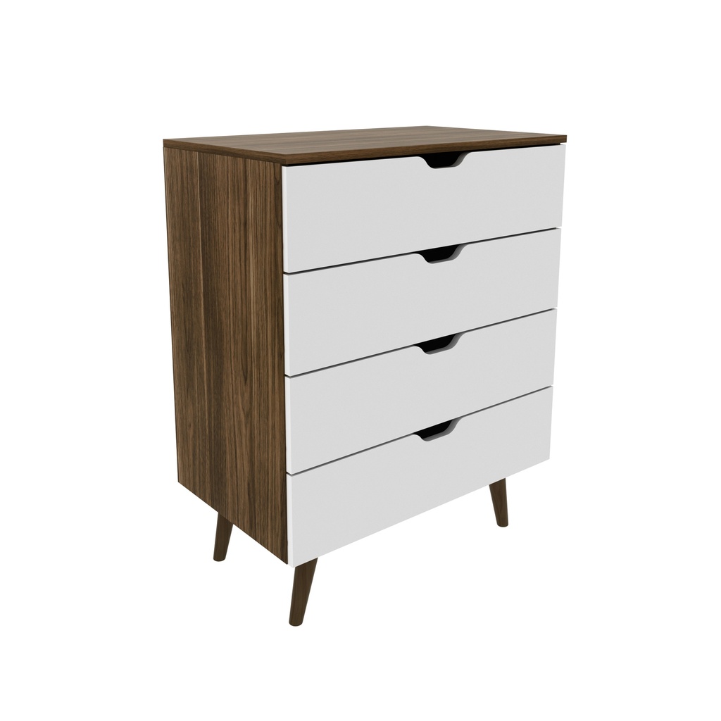 CHEST OF 4 DRAWERS WALLNUT/WHITE