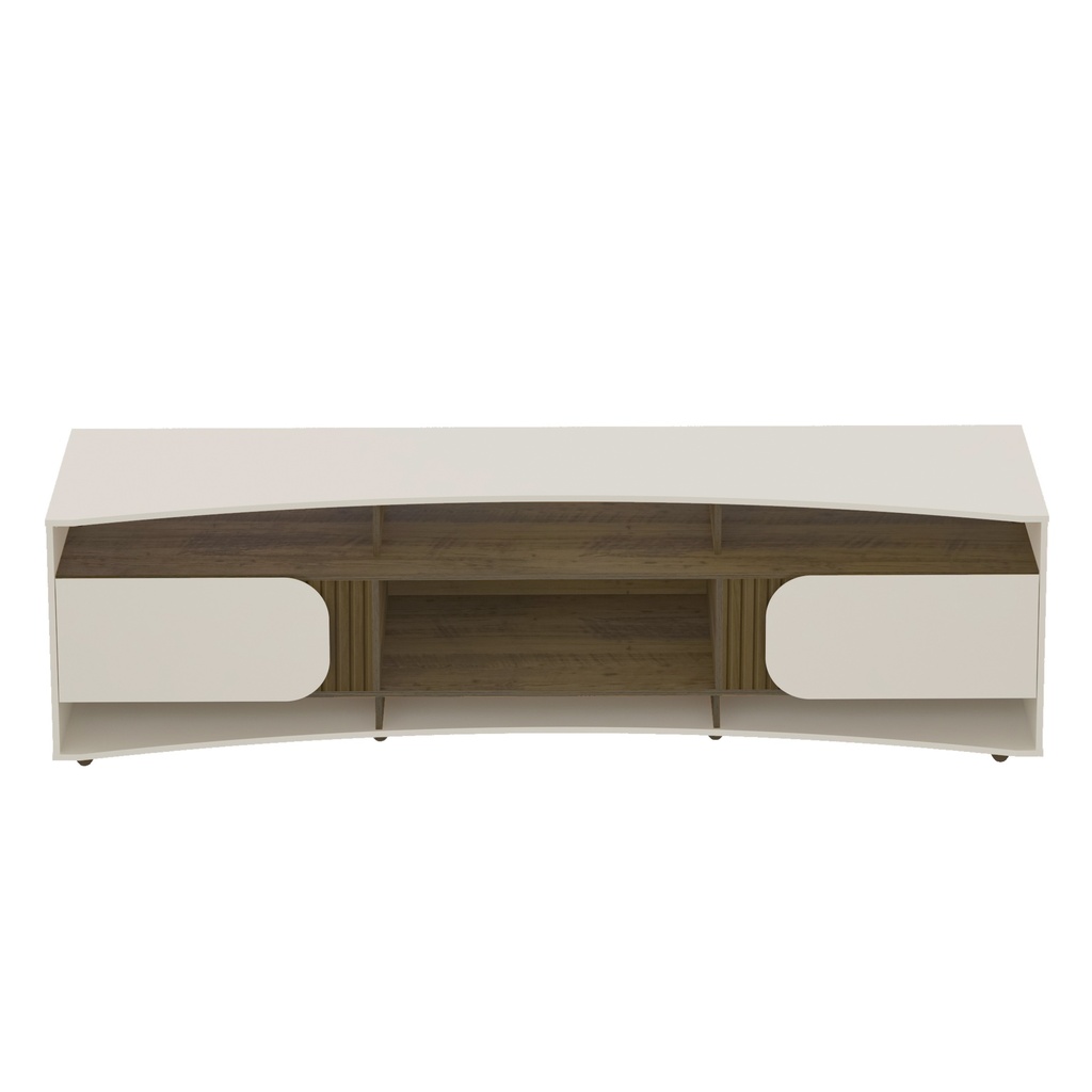 ELEGANCE TV STAND - OFF WT / SLATED PINE
