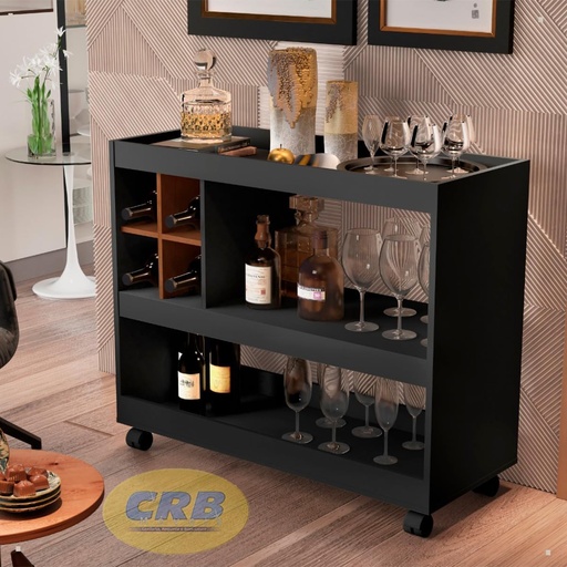 [4050] APARADOR BAR LUXO PRETO