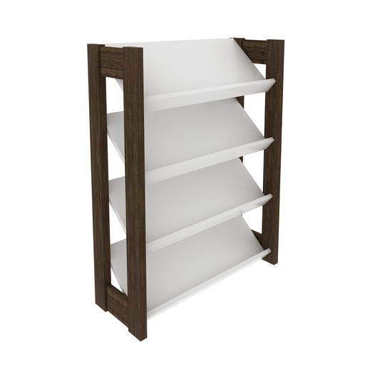 [AZ1025.0001] SHOE RACK WHITE/WALNUT