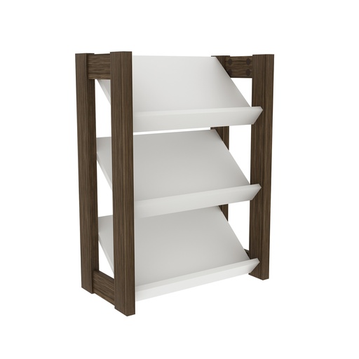 [AZ1035.0001] SHOE RACK WHITE/WALNUT