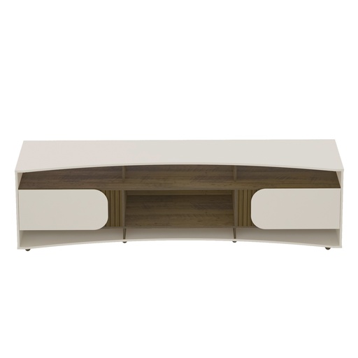 [4501] ELEGANCE TV STAND - OFF WT / SLATED PINE