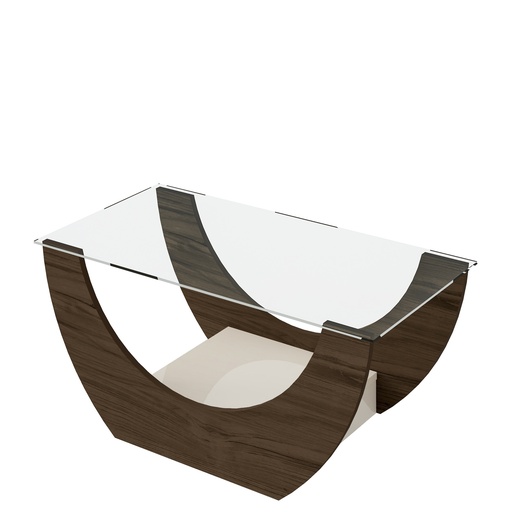 [4034] ONDA COFFEE TABLE - WALNUT / OFF WHITE