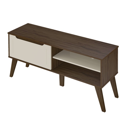 [4599] LOTUS II TV STAND - WALNUT / OFF WHITE