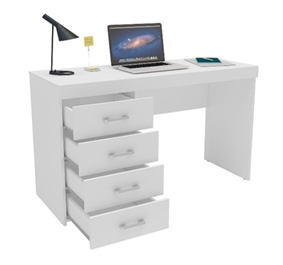 [16011179 .0006] TABLE MALTA 4 DRAWERS MDP WHITE UV TEX