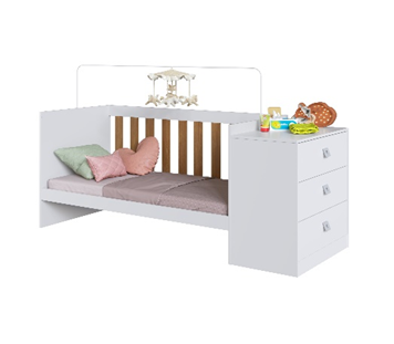 [BE022 NG] BABY CRIB ENCANTO - White and brown combination